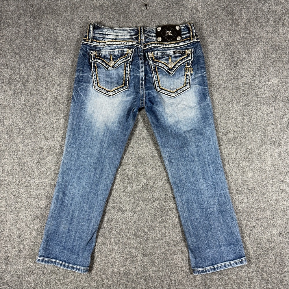 Miss Me Capri Jeans Signature Cuffed Low Rise Size 27 Denim Hot Style Embelished